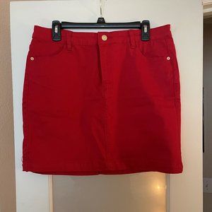 Missguided Red Denim Skirt Size 14 NWT
